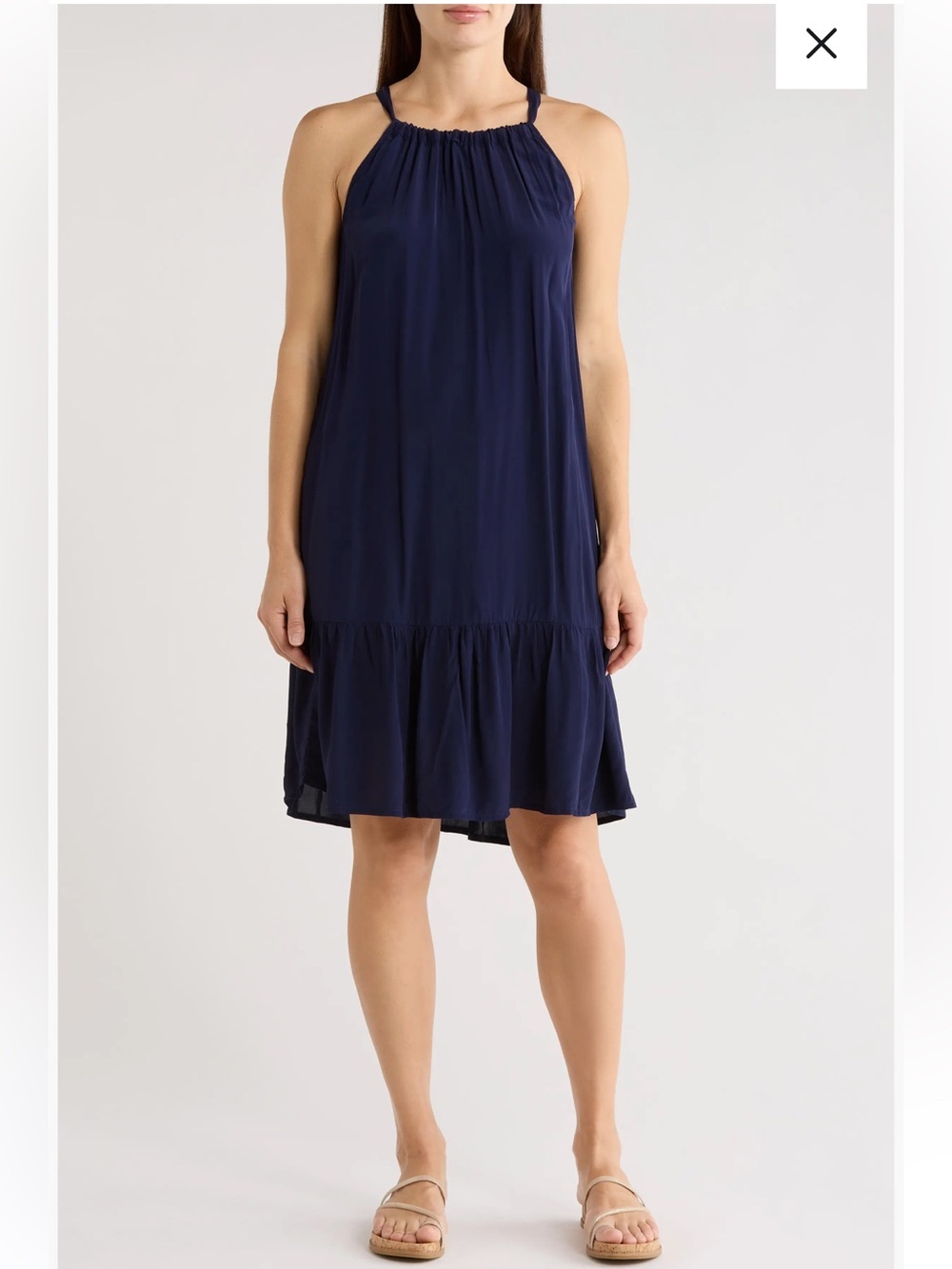 Tommy Bahama Halter Swing Dress XL NWT Flowy Ruffle Hem Resort Mare Navy